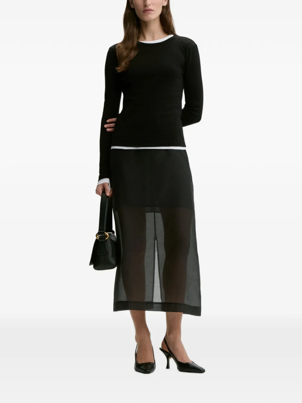 By Malene Birger Brita katoenenT-shirt met lange mouwen Zwart