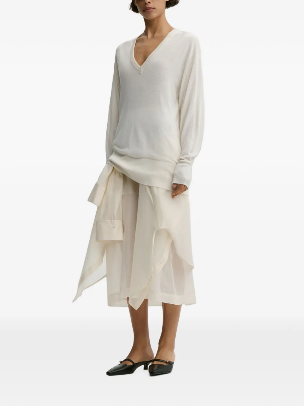 By Malene Birger Derya trui met V-hals en lange mouwen Wit