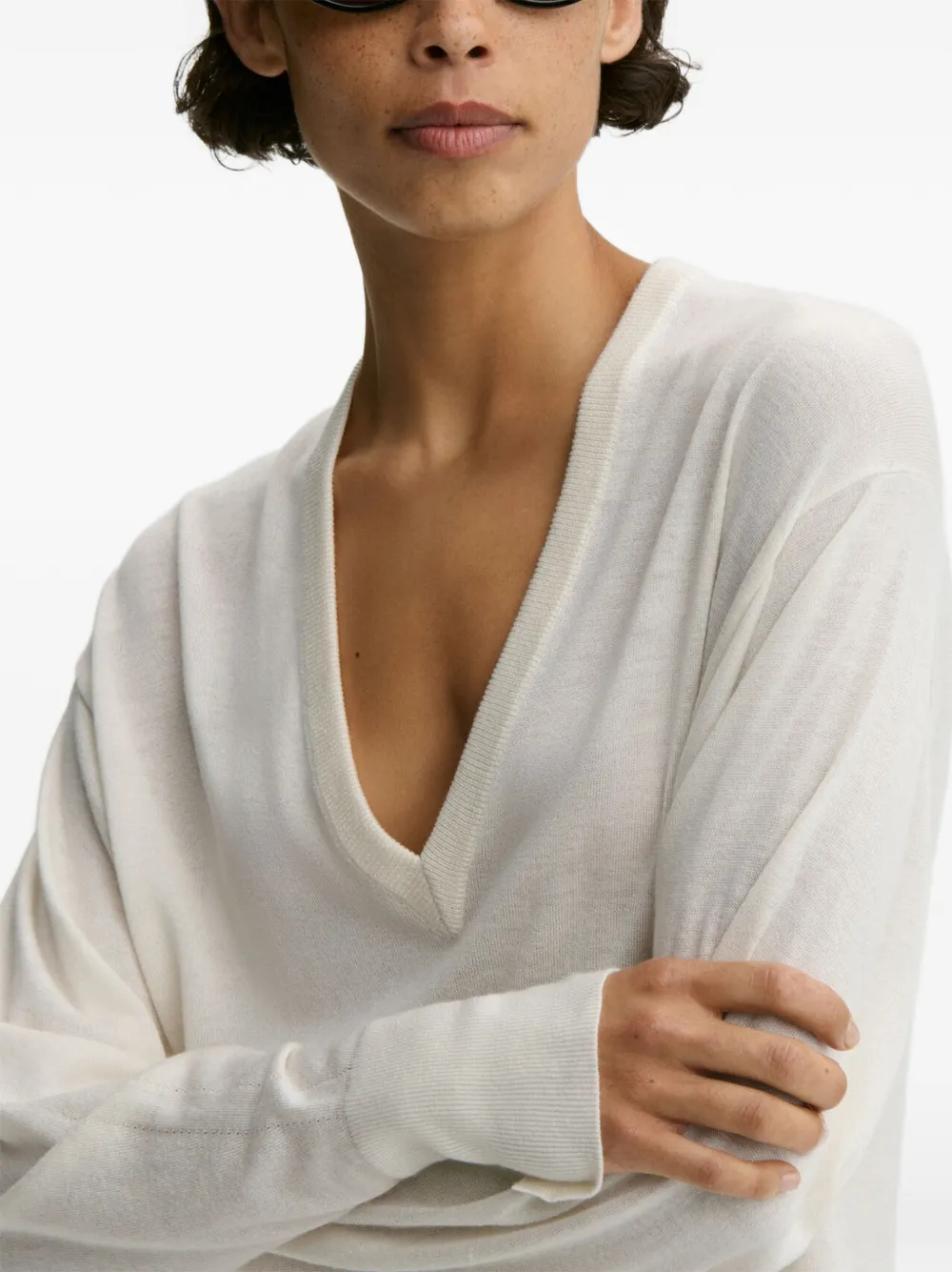 By Malene Birger Derya trui met V-hals en lange mouwen Wit