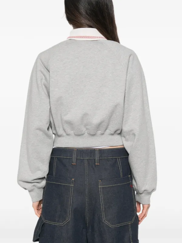 VERSACE - Versace クロップド丈 トレーナー Versace logo-embroidered Cropped Sweatshirt | Grey | FARFETCH