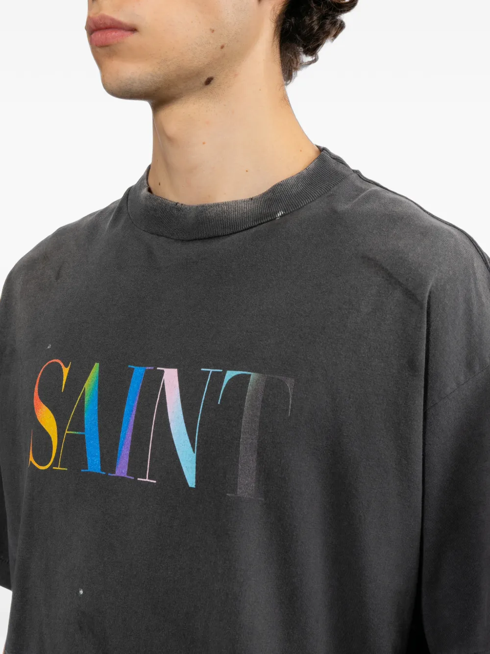 SAINT MXXXXXX Gerafeld T-shirt met logoprint Grijs