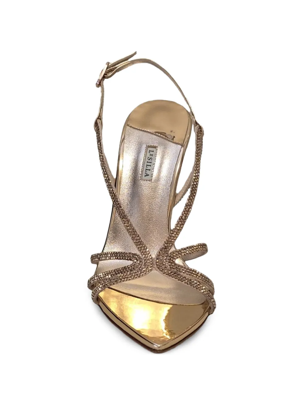 Le Silla Euginie crystal-embellished pointed-toe sandals Goud