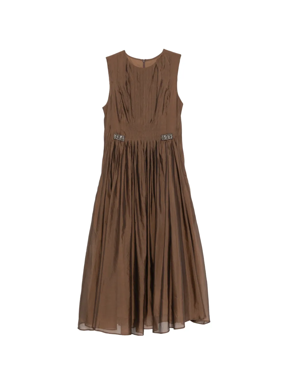 'S Max Mara Stmwally crystal-embellished pleated midi dress - Brown