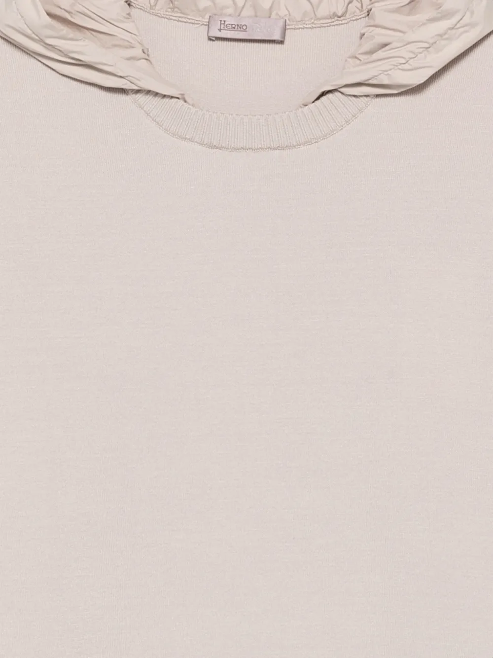 Herno Trui met capuchon en katoenen print Beige