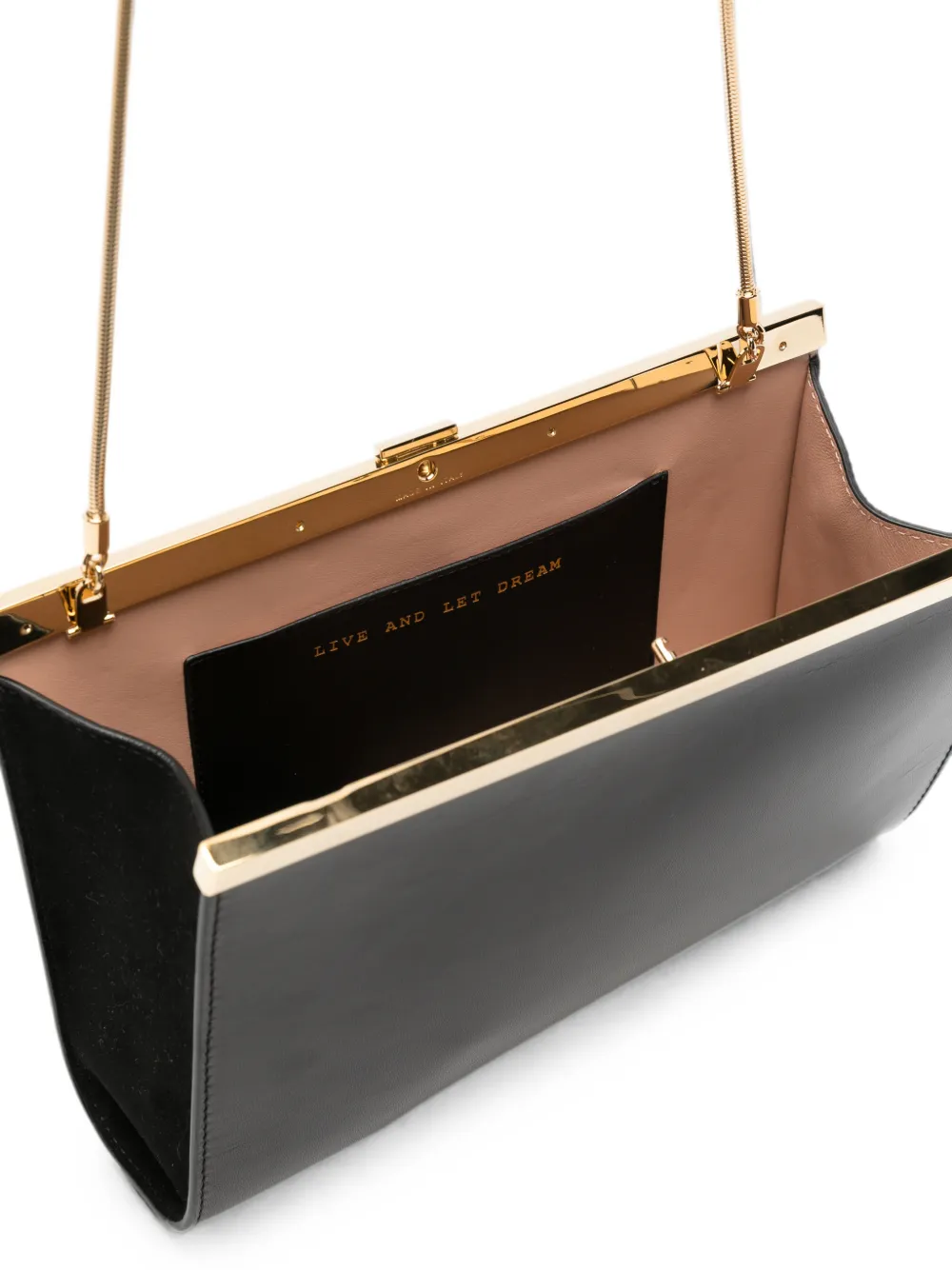 Alberta Ferretti Clutch met gegraveerd logo Zwart