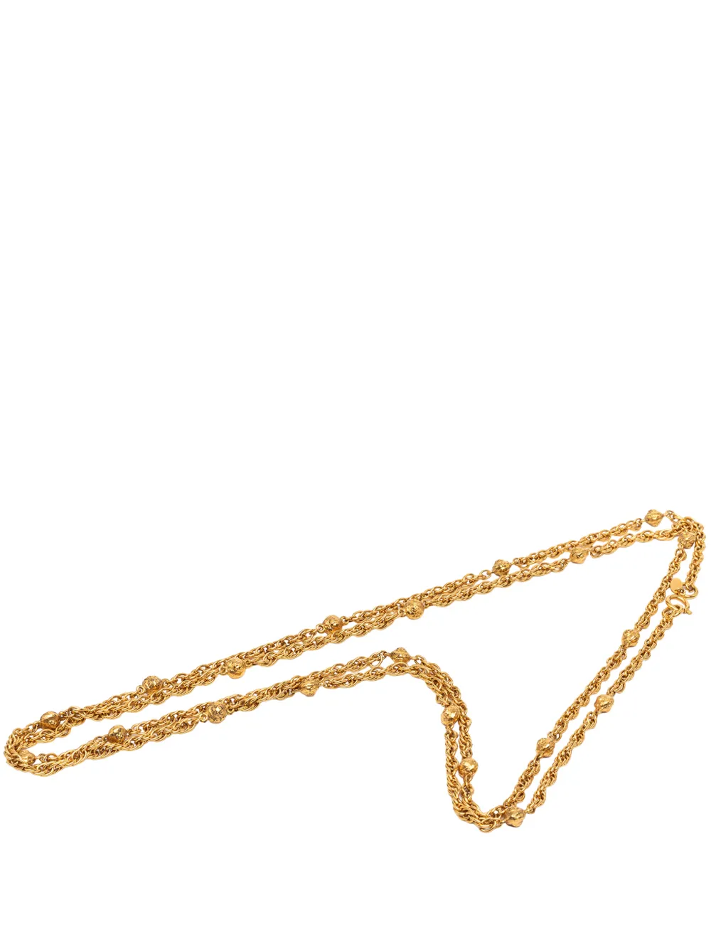 CHANEL Pre-Owned 1970-1980 CC Gold Plated Station Chain Long Necklace costume necklace