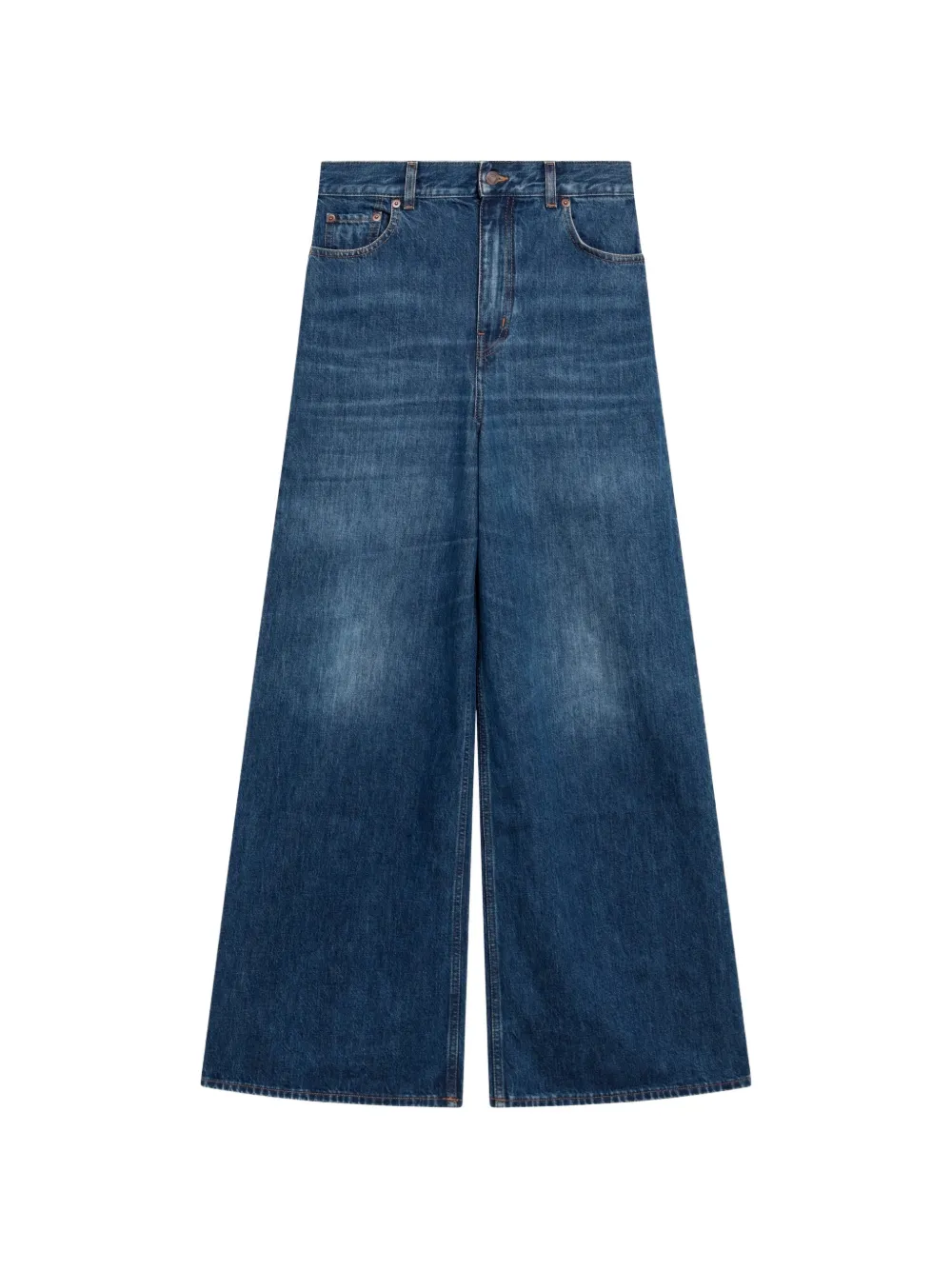 Chloé logo-patch wide-leg jeans - Blu