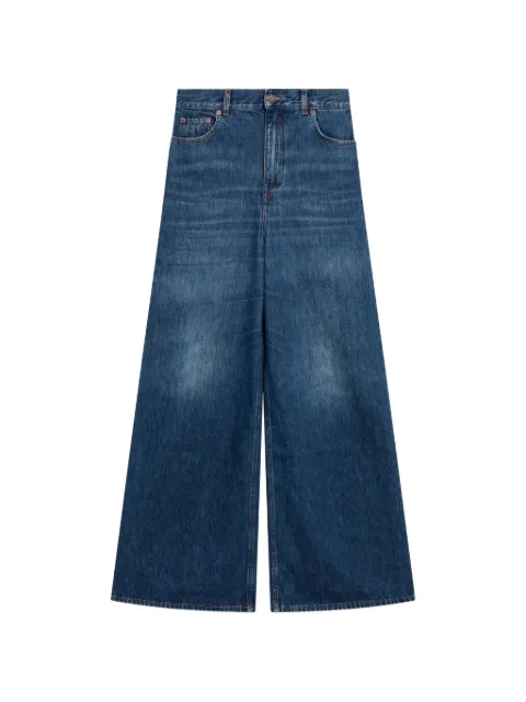 Chloé jeans anchos con parche del logo
