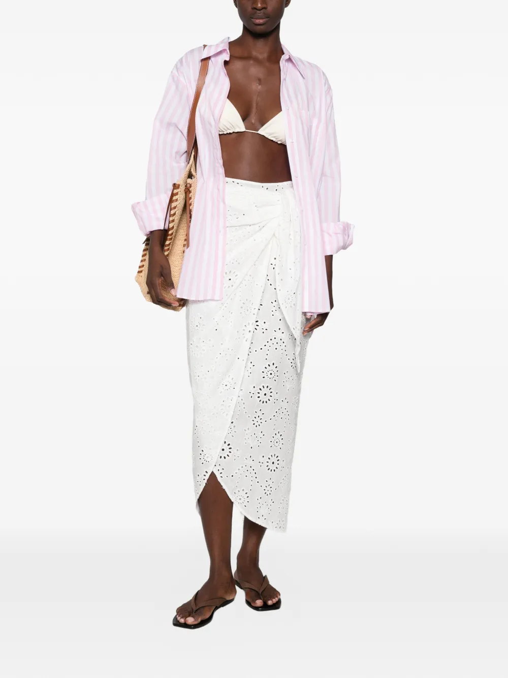MC2 Saint Barth Broderie anglaise midi-wikkelrok Wit
