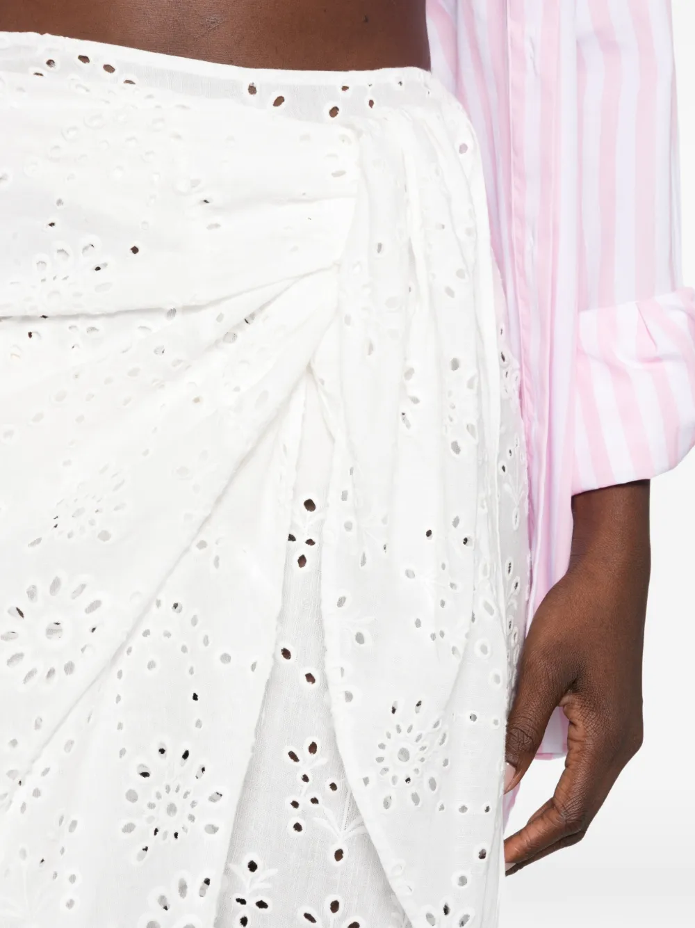 MC2 Saint Barth Broderie anglaise midi-wikkelrok Wit