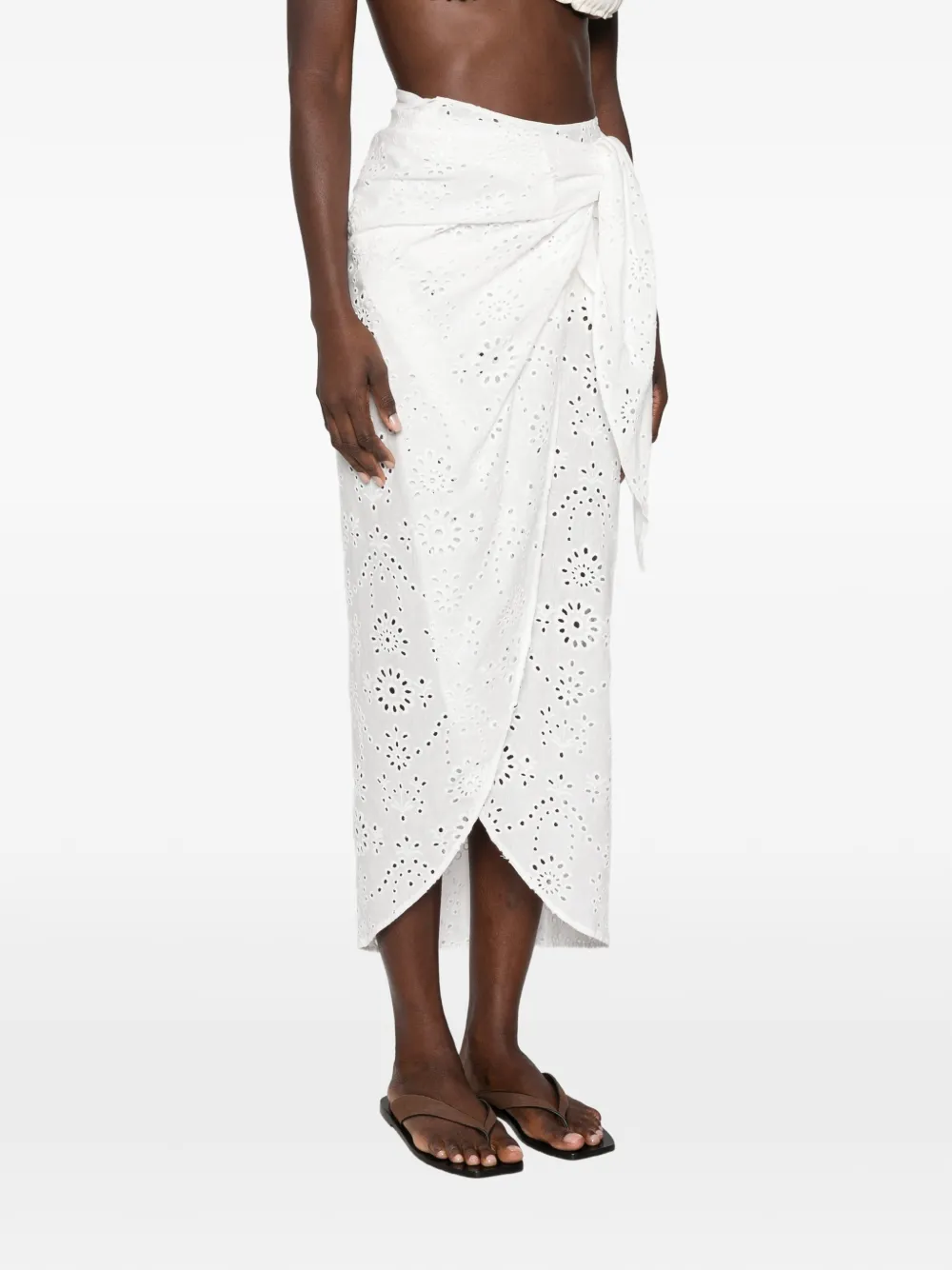 MC2 Saint Barth Broderie anglaise midi-wikkelrok Wit