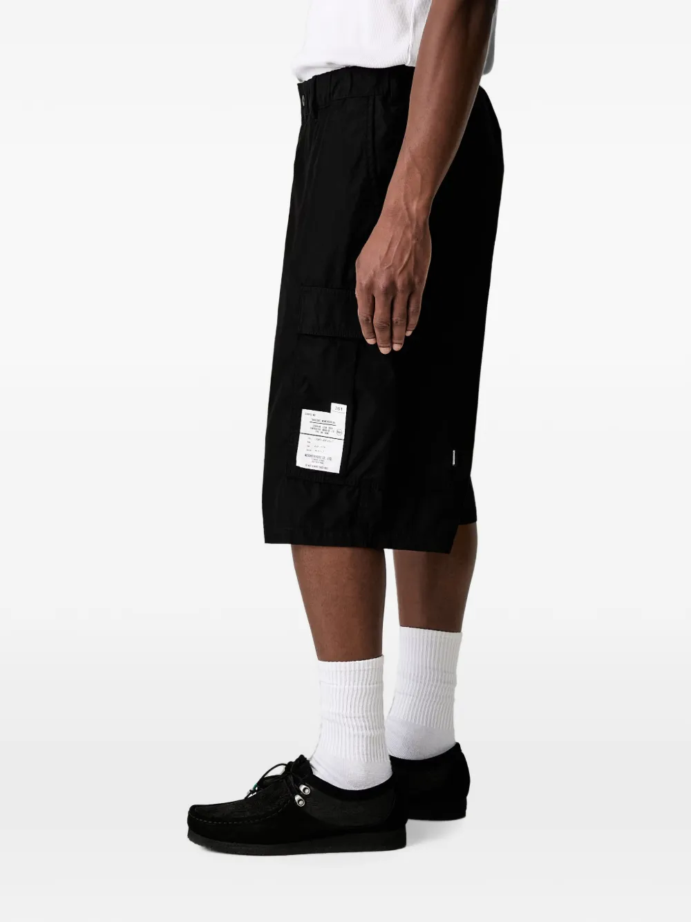 Neighborhood Cargo shorts met logopatch Zwart