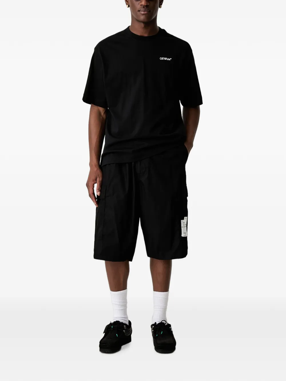 Neighborhood Cargo shorts met logopatch Zwart
