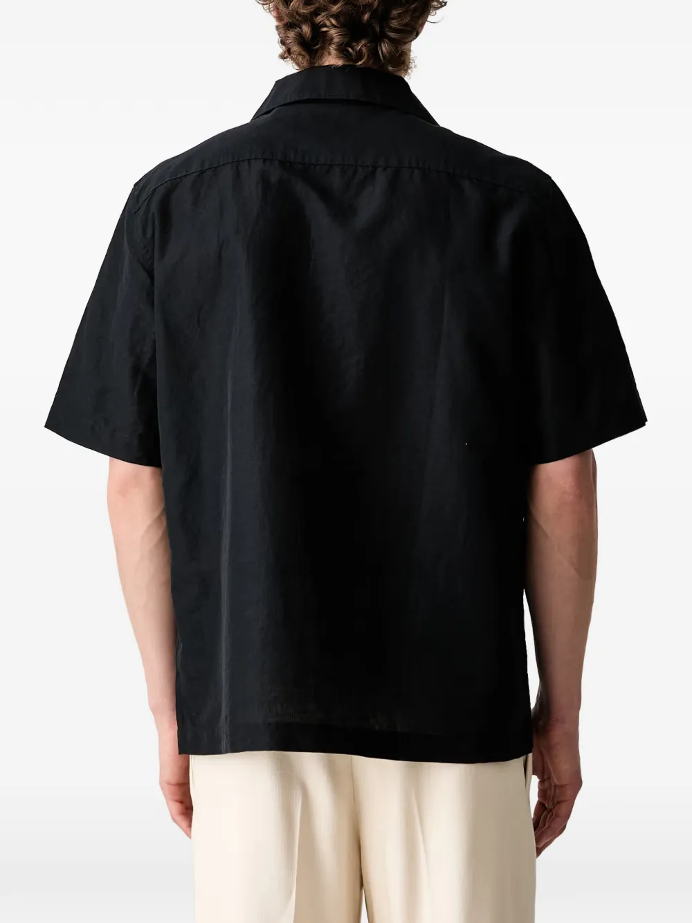 Fred Perry Overhemd met campkraag en geborduurd logo Zwart