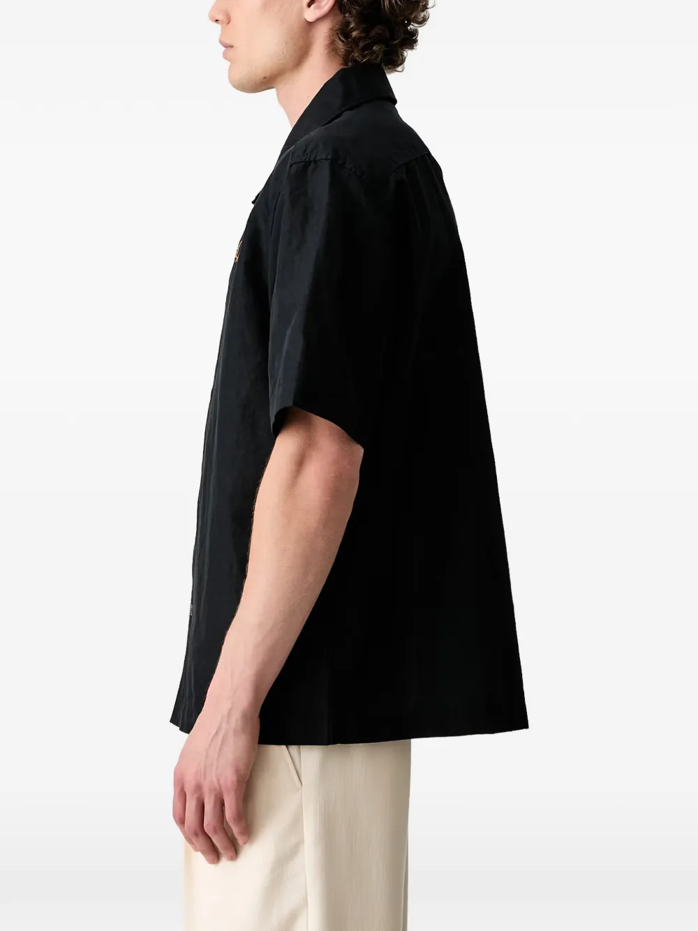 Fred Perry Overhemd met campkraag en geborduurd logo Zwart