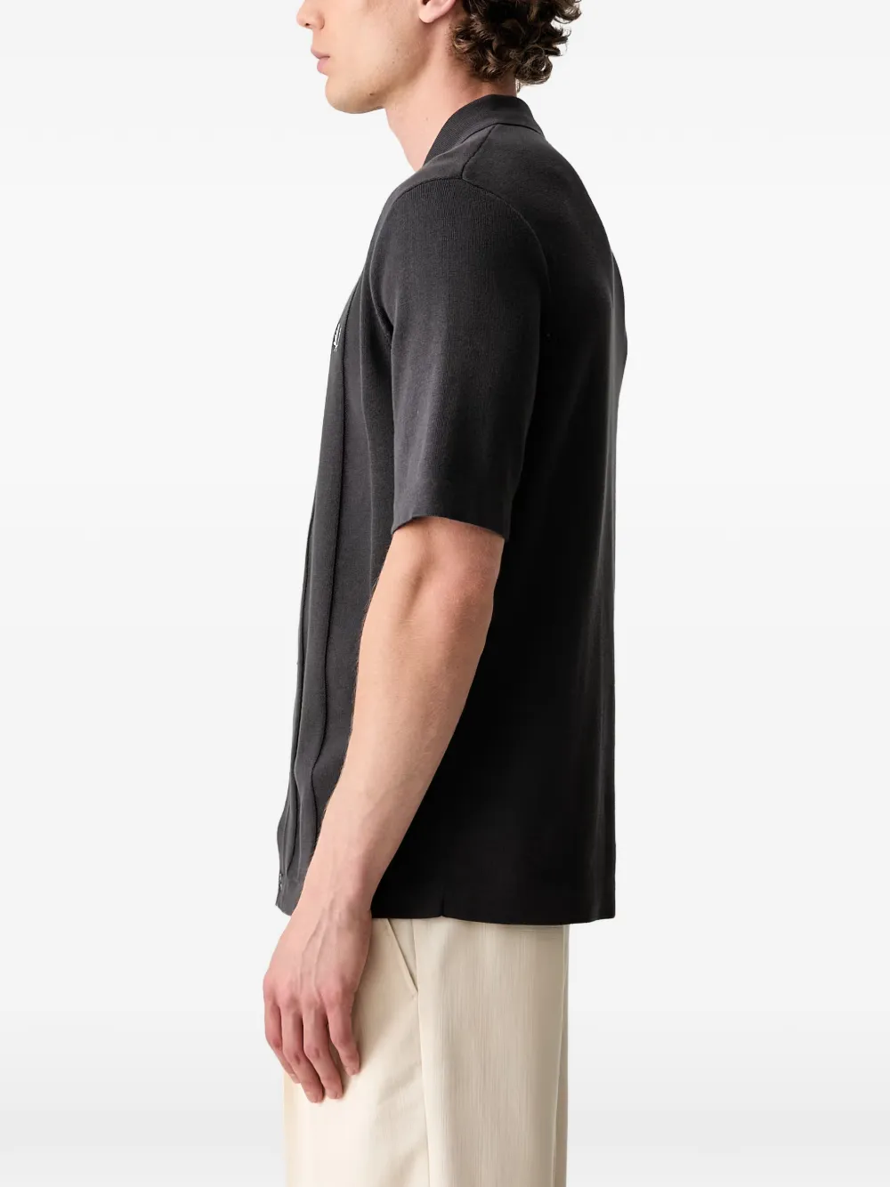 Fred Perry Verticaal geribbeld overhemd met geborduurd logo Grijs