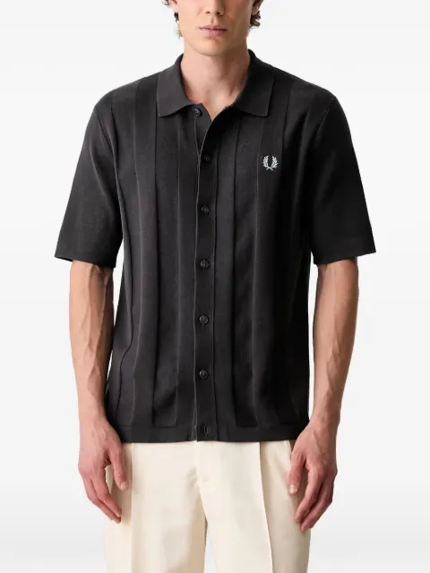 Fred Perry vertical-ribbed embroidered-logo shirt