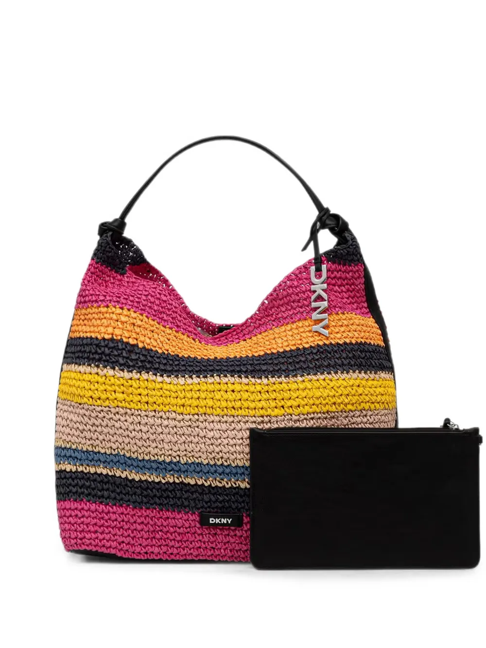 DKNY Paula striped woven shoulder bag - Rosa