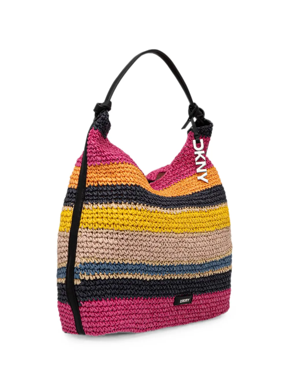 DKNY Paula gestreepte geweven schoudertas Roze