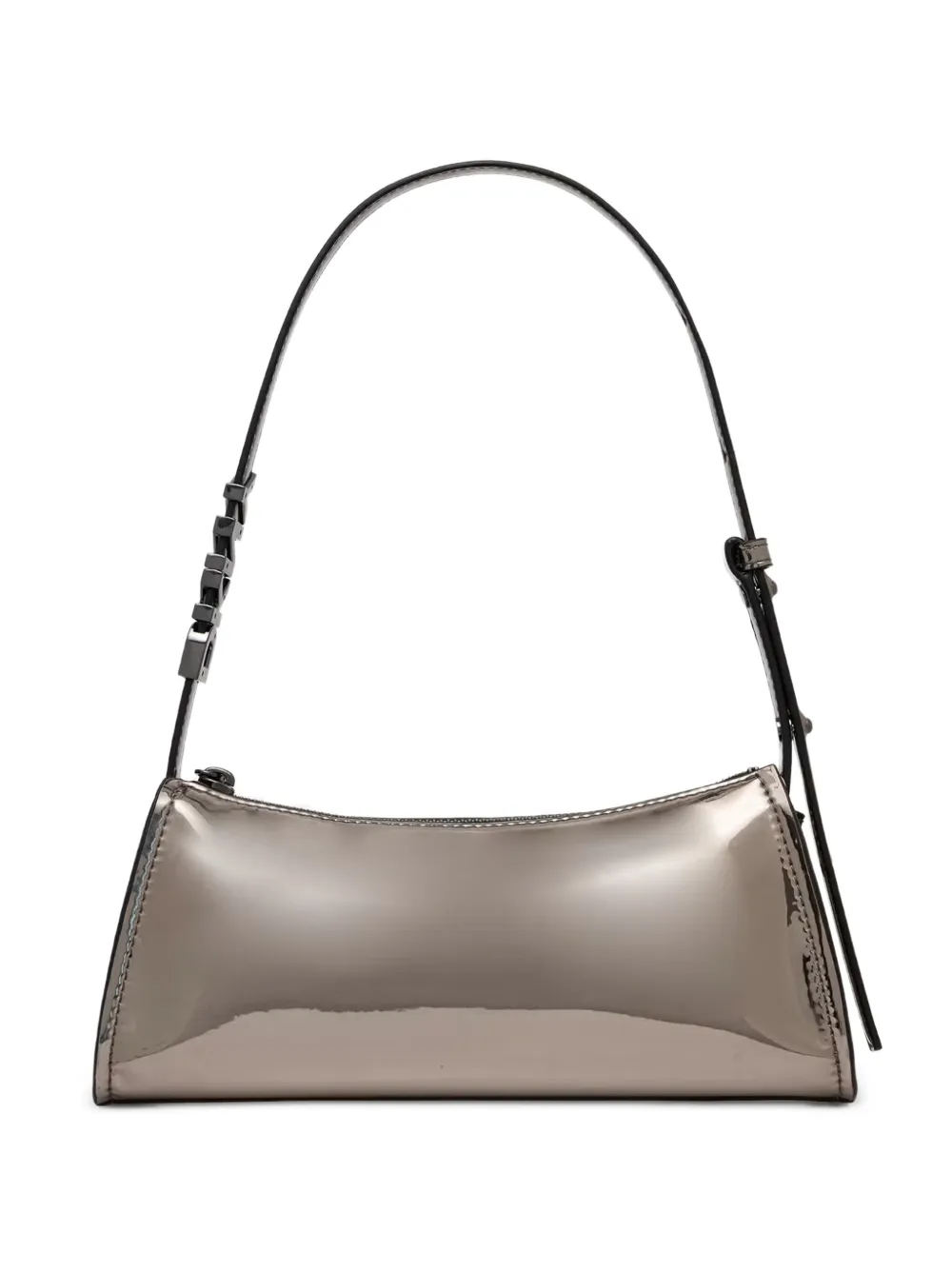DKNY logo-plaque metallic shoulder bag - Marrone