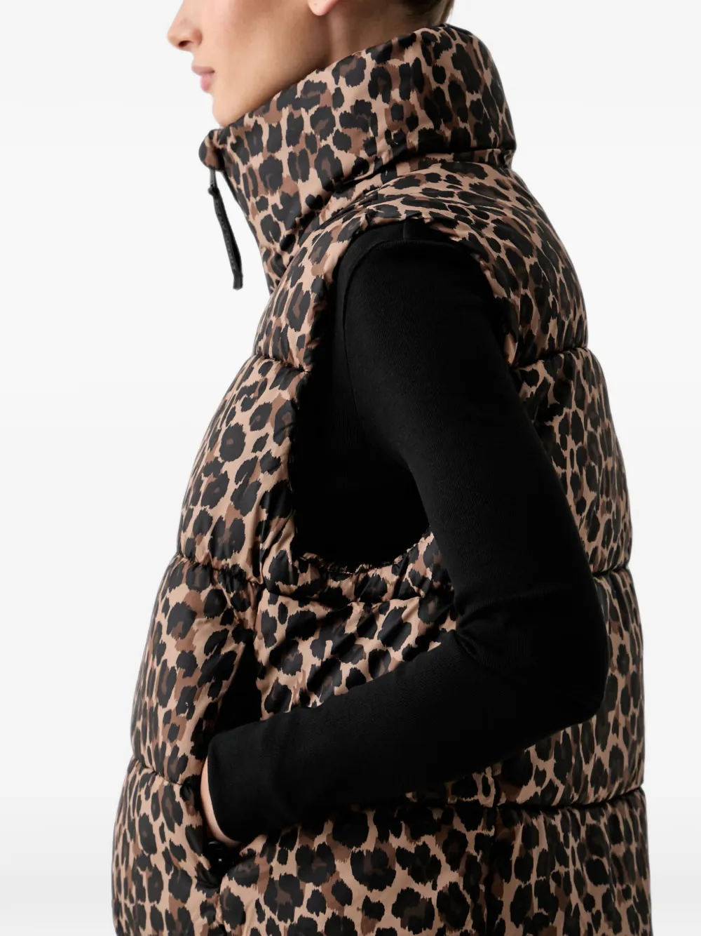 DKNY leopard-print padded gilet Bruin