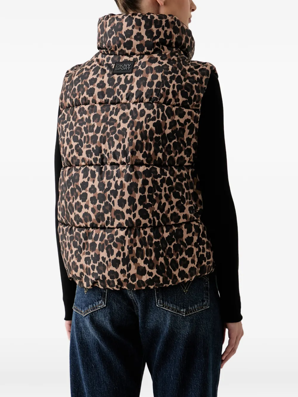 DKNY leopard-print padded gilet Bruin