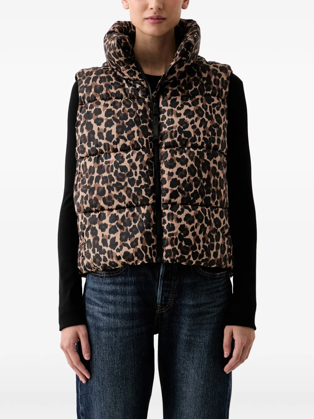 DKNY leopard-print padded gilet Bruin