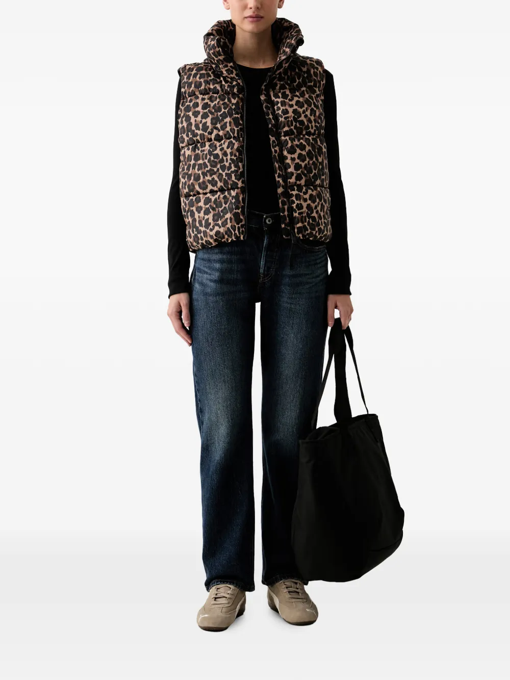 DKNY leopard-print padded gilet Bruin