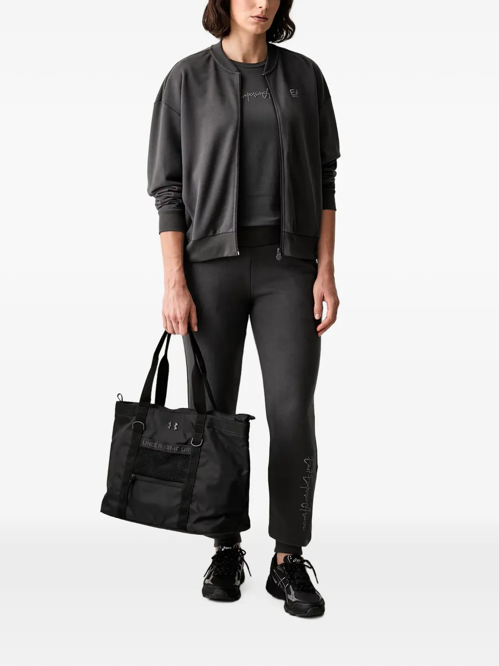 Ea7 Emporio Armani Sweater met logoprint en rits Grijs