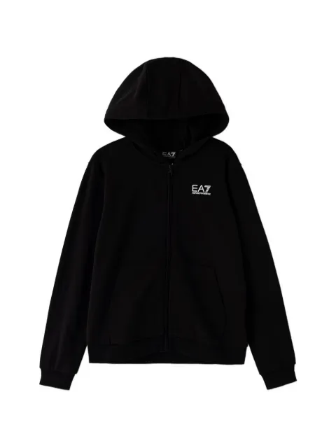 Ea7 Emporio Armani hoodie med logotyp och dragkedja