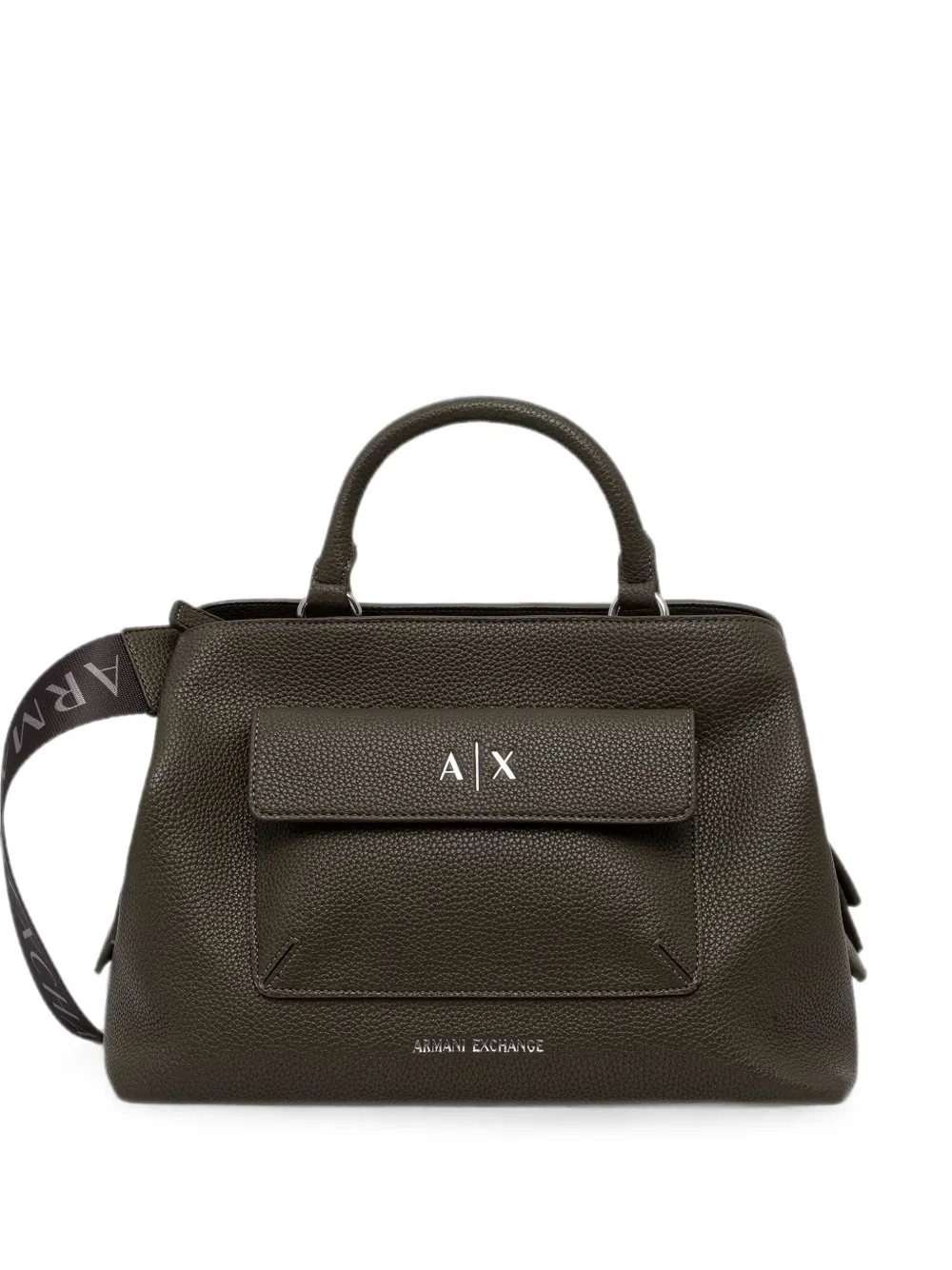 Armani Exchange logo-plaque pebbled-effect tote bag - Green