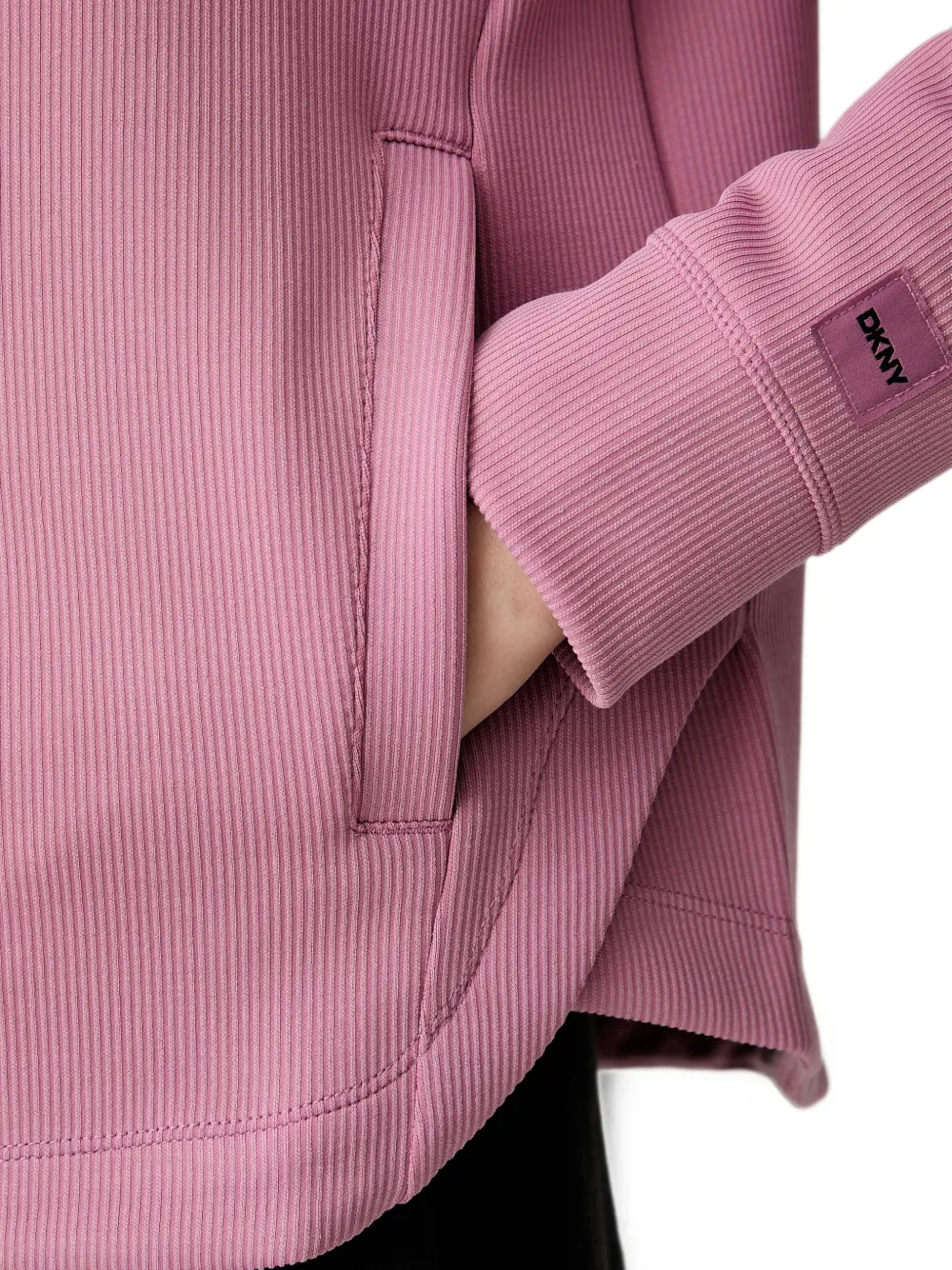 DKNY Ribgebreide sweater met rits Roze
