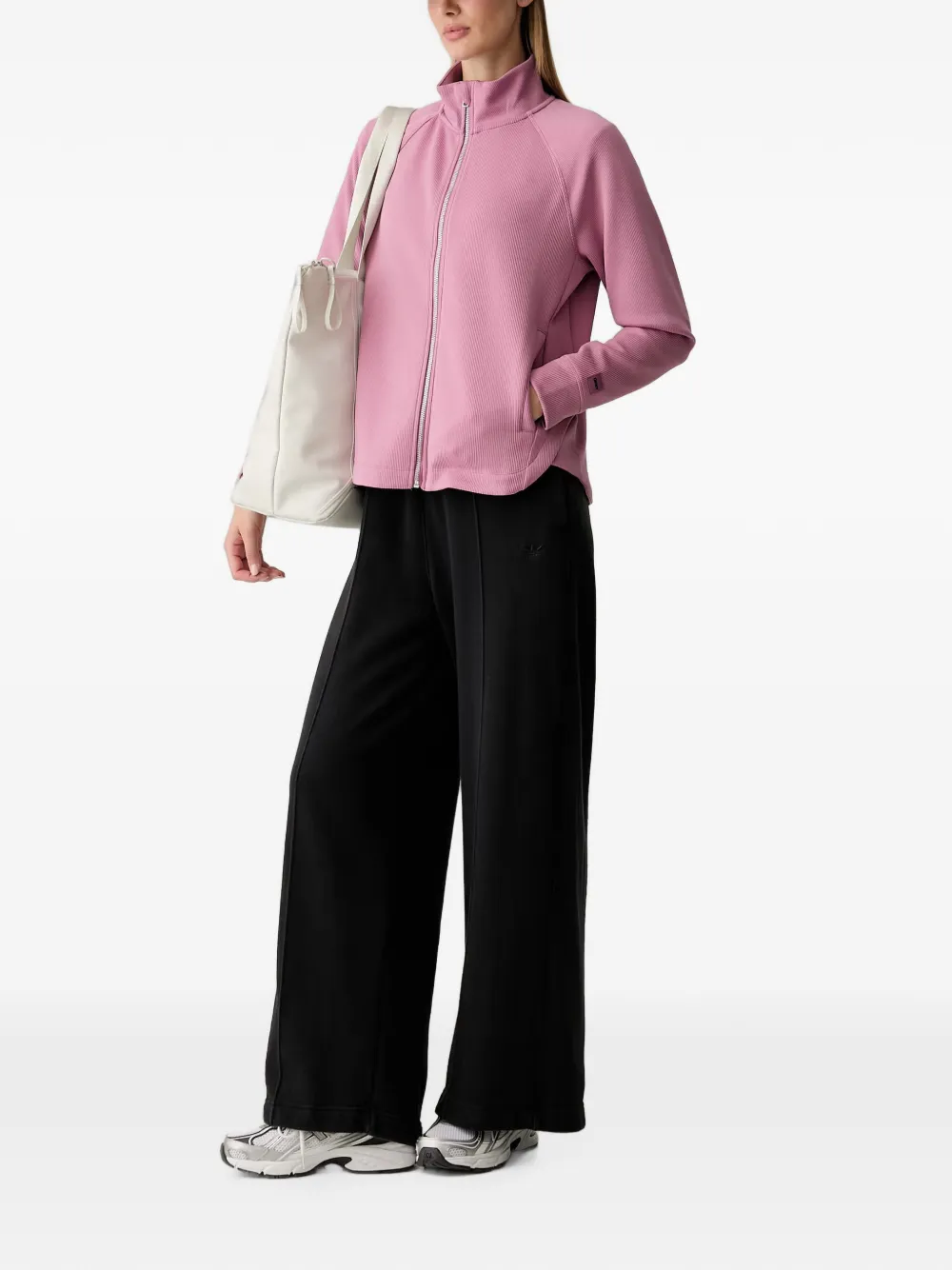 DKNY Ribgebreide sweater met rits Roze