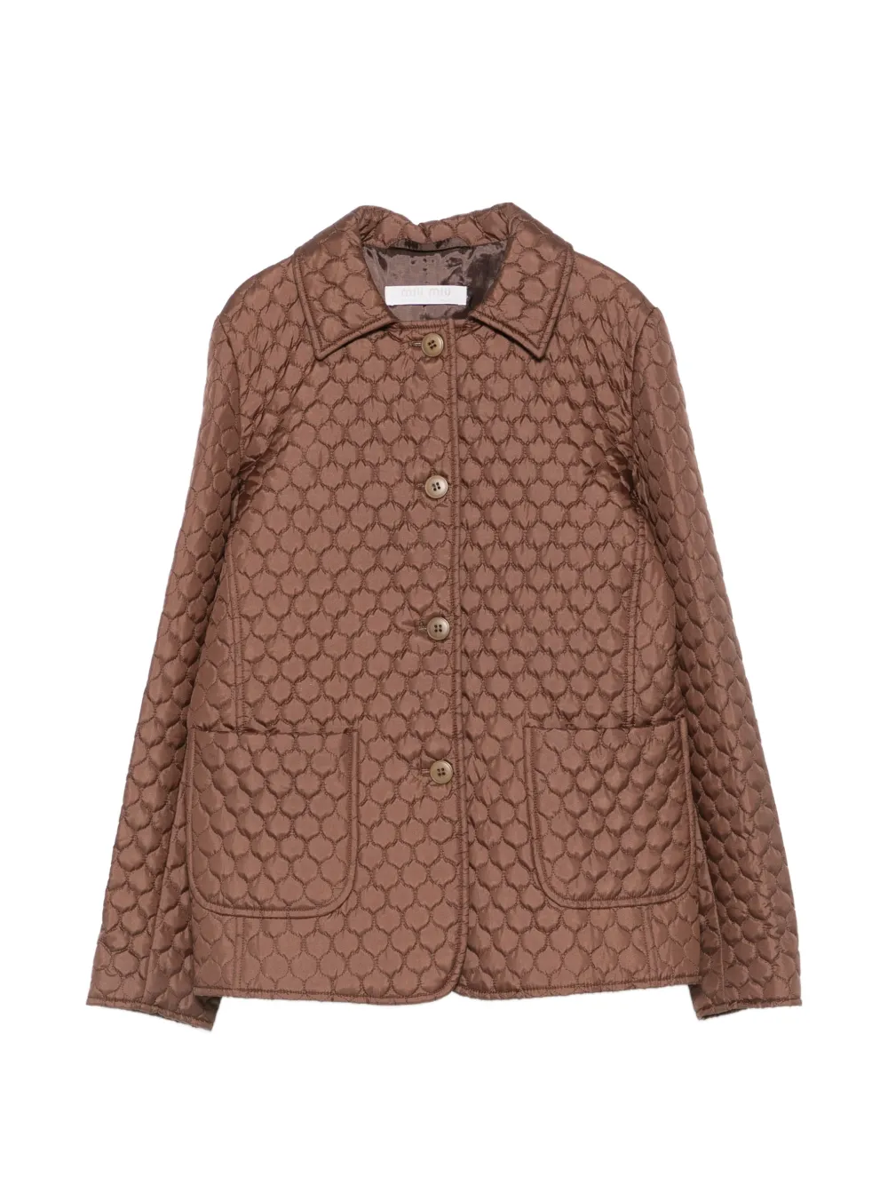 Miu Miu Pre-Owned 2000s quilted-design single-breasted coat - Braun