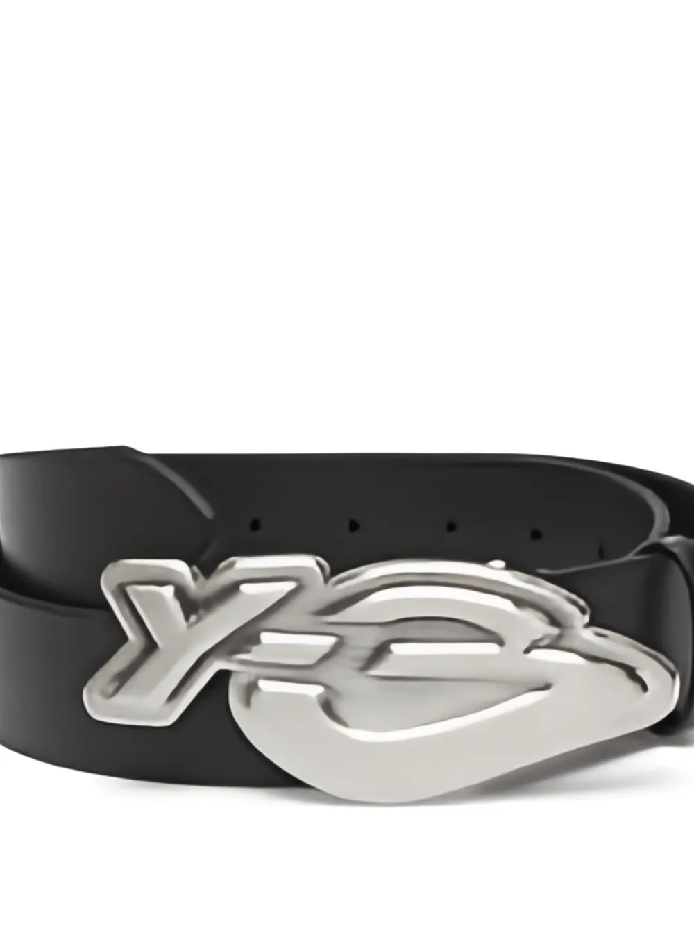 Y-3 Leren riem met logo-plakkaat Zwart