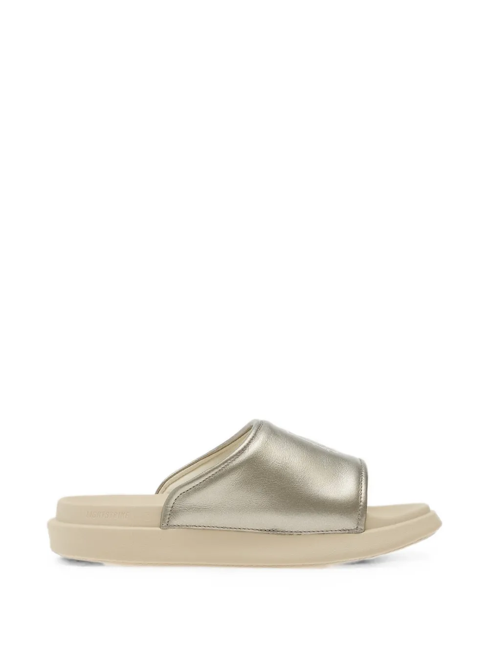 Y-3 Metallic-strap Logo-print Slides In Silver
