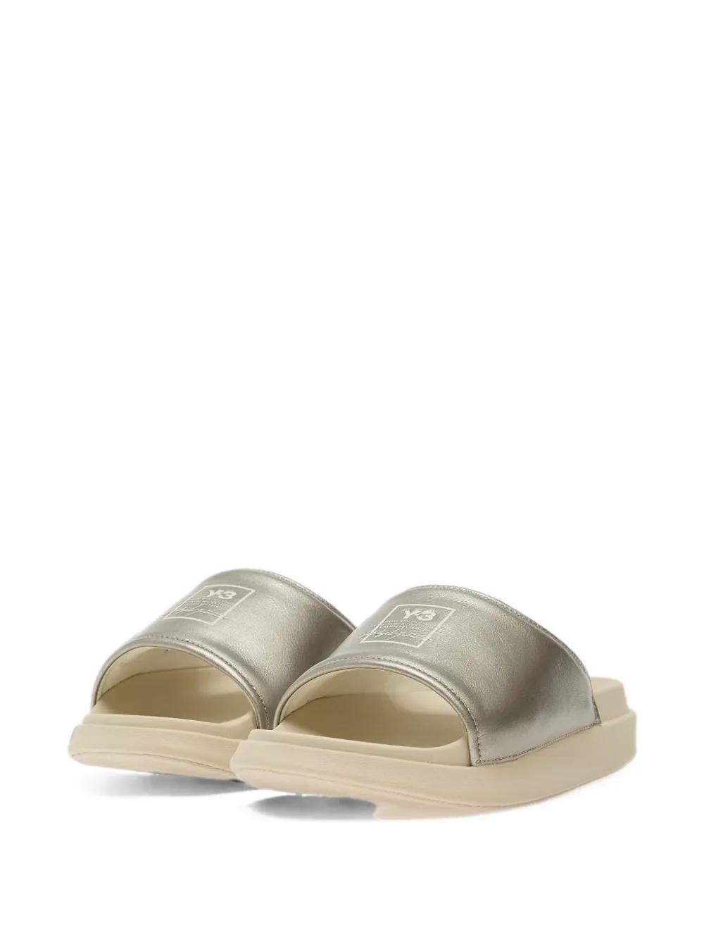 Y-3 metallic-strap logo-print slides Zilver