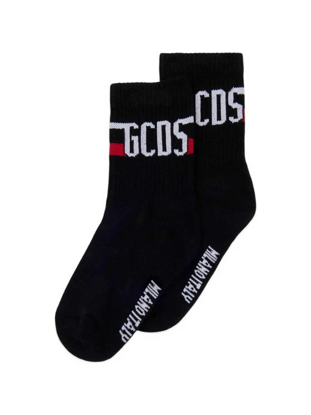 Gcds Kids Twee paar sokken met logo-intarsia en streep-detail Zwart