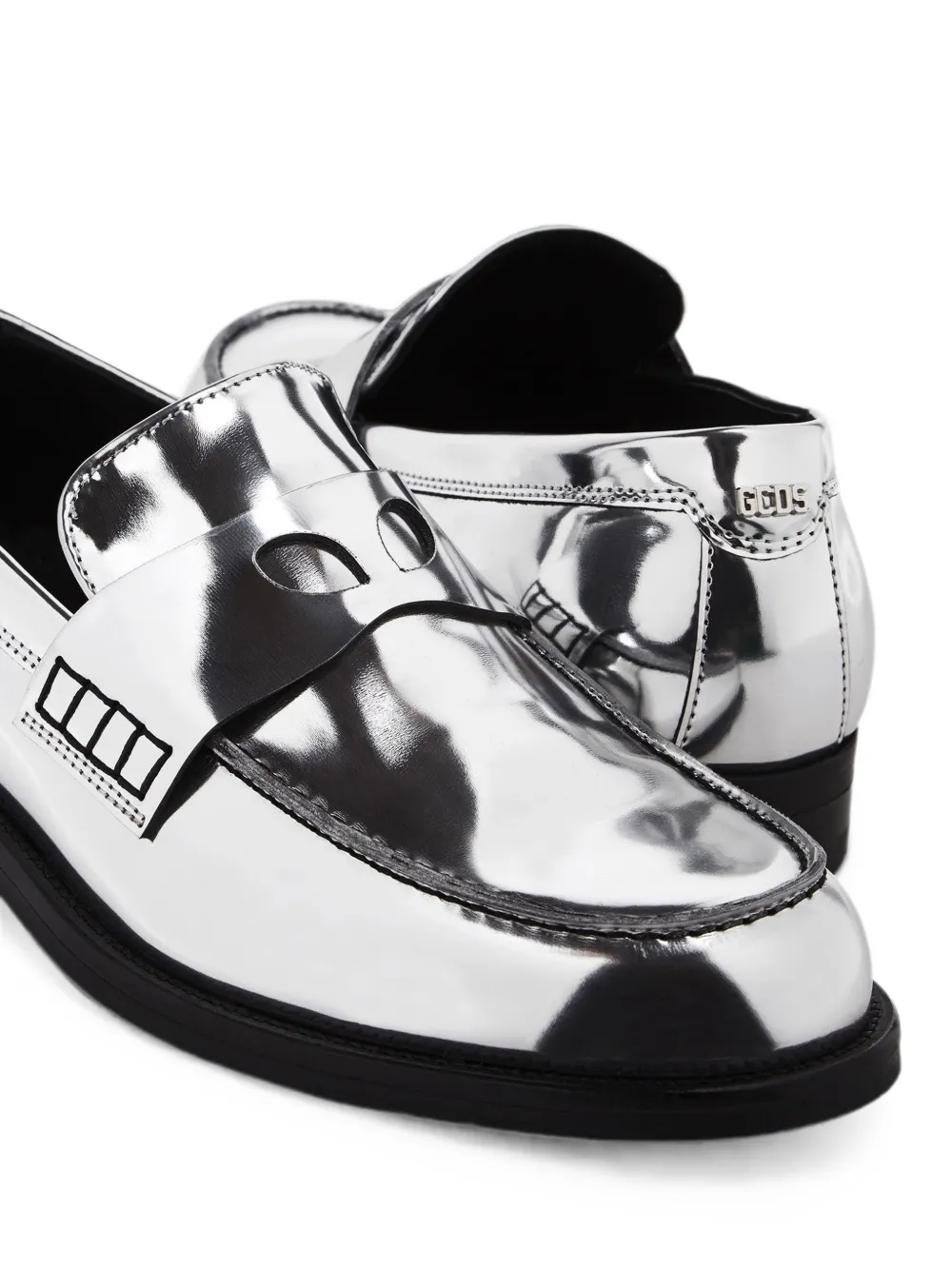 GCDS Wirdo mirrored-effect loafers Zilver