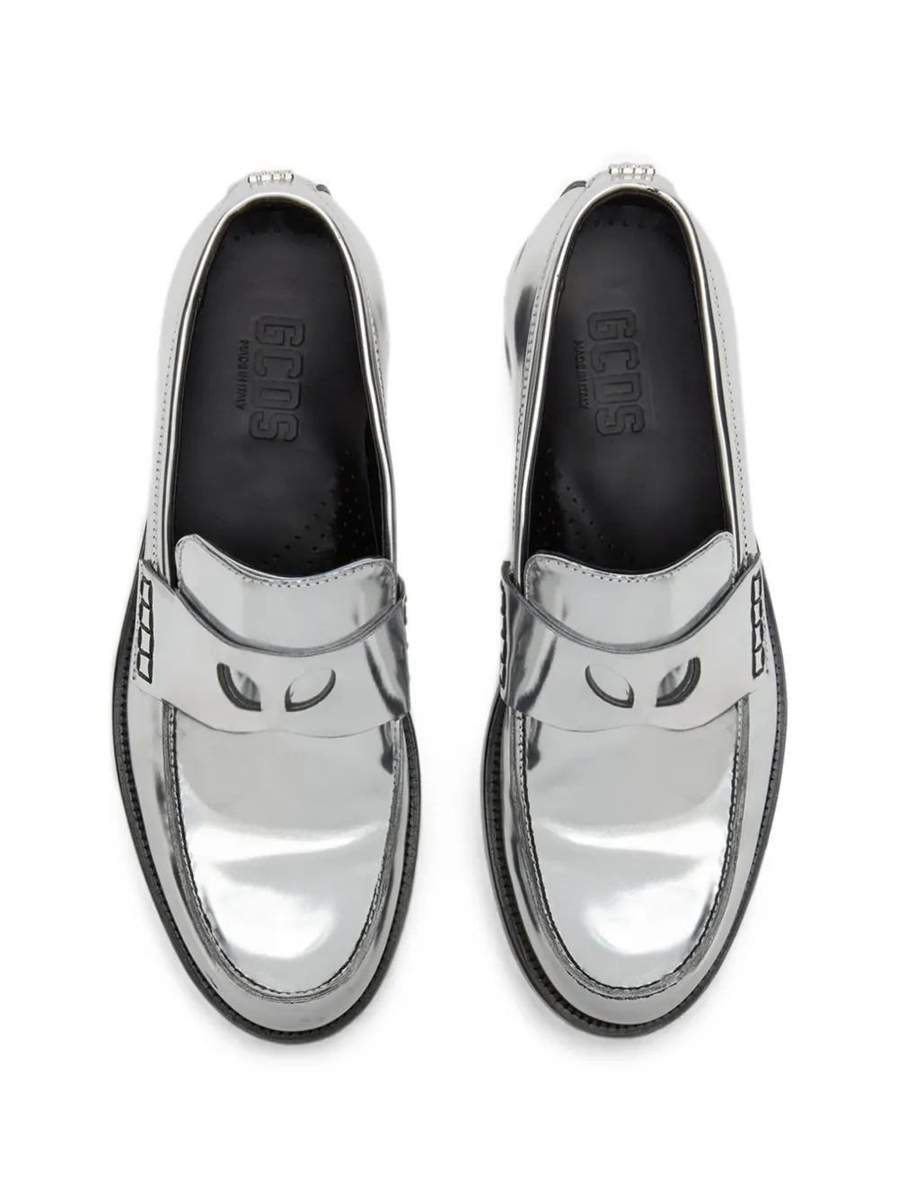 GCDS Wirdo mirrored-effect loafers Zilver
