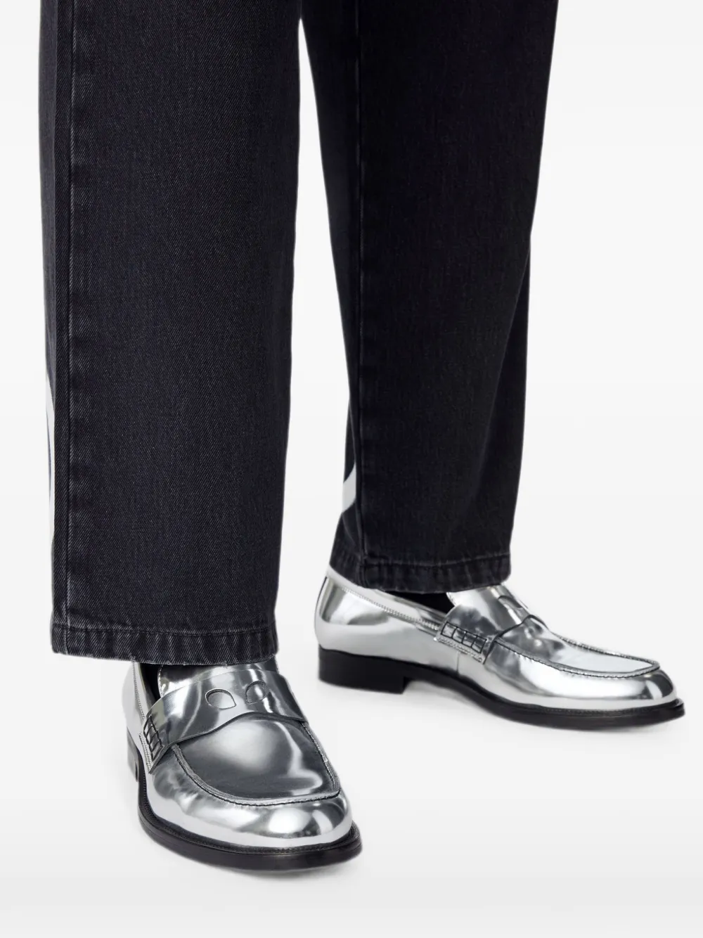 GCDS Wirdo mirrored-effect loafers Zilver
