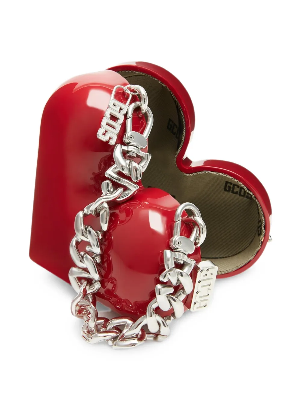 GCDS Heart shopper met logoketting Rood
