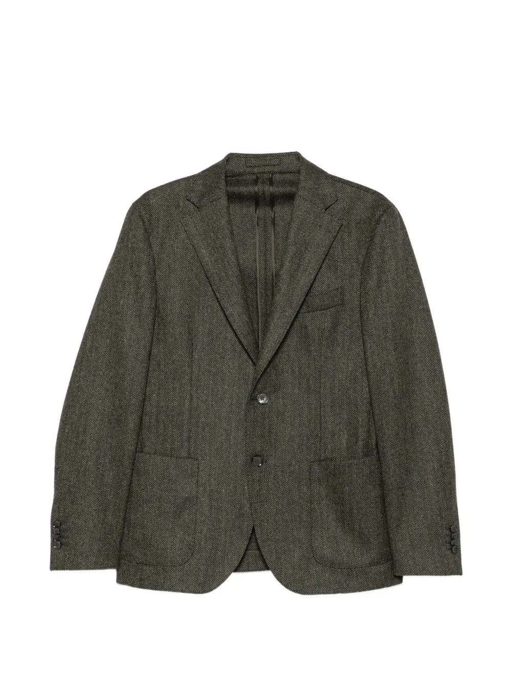 Luigi Bianchi herringbone-weave notched-lapel blazer - Verde
