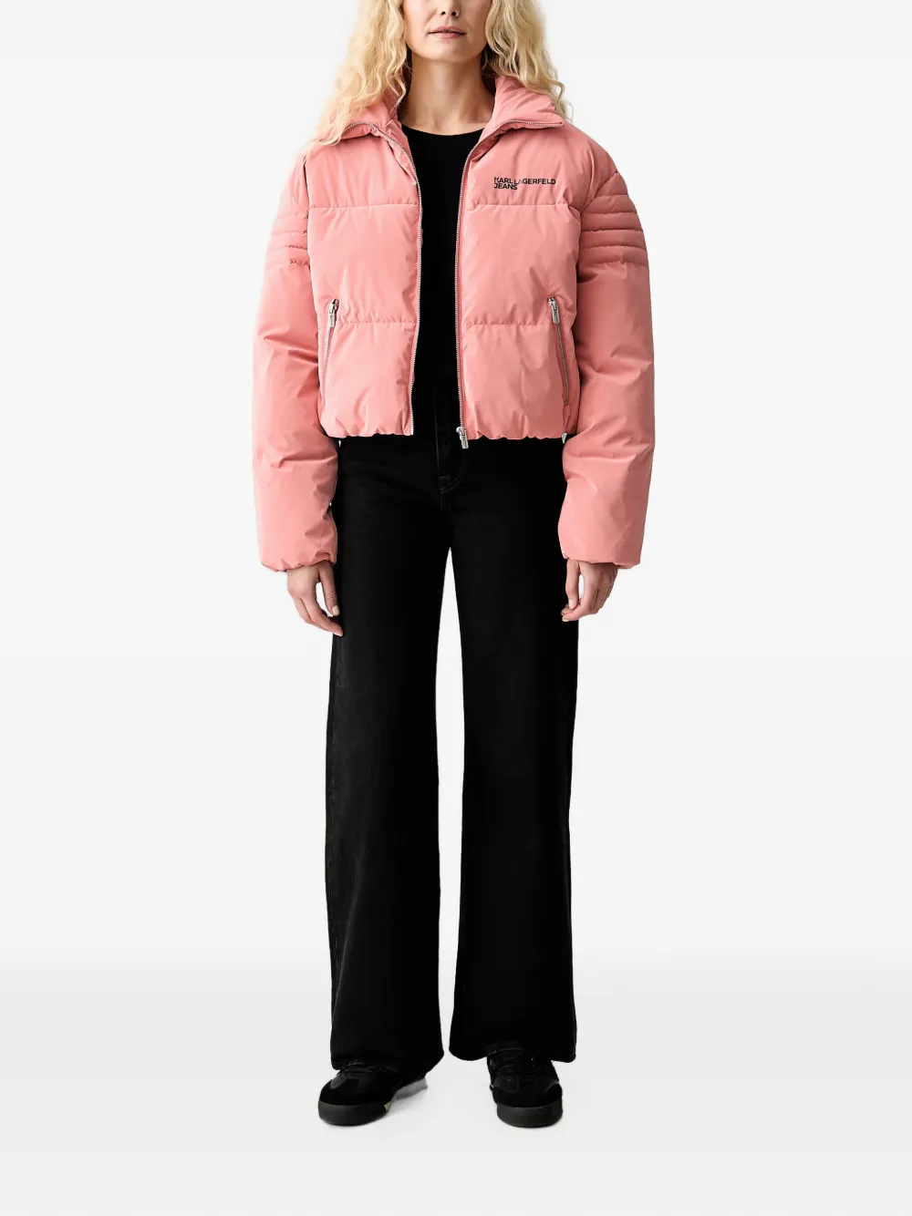 Karl Lagerfeld Jeans Gewatteerd jack met logoprint Roze