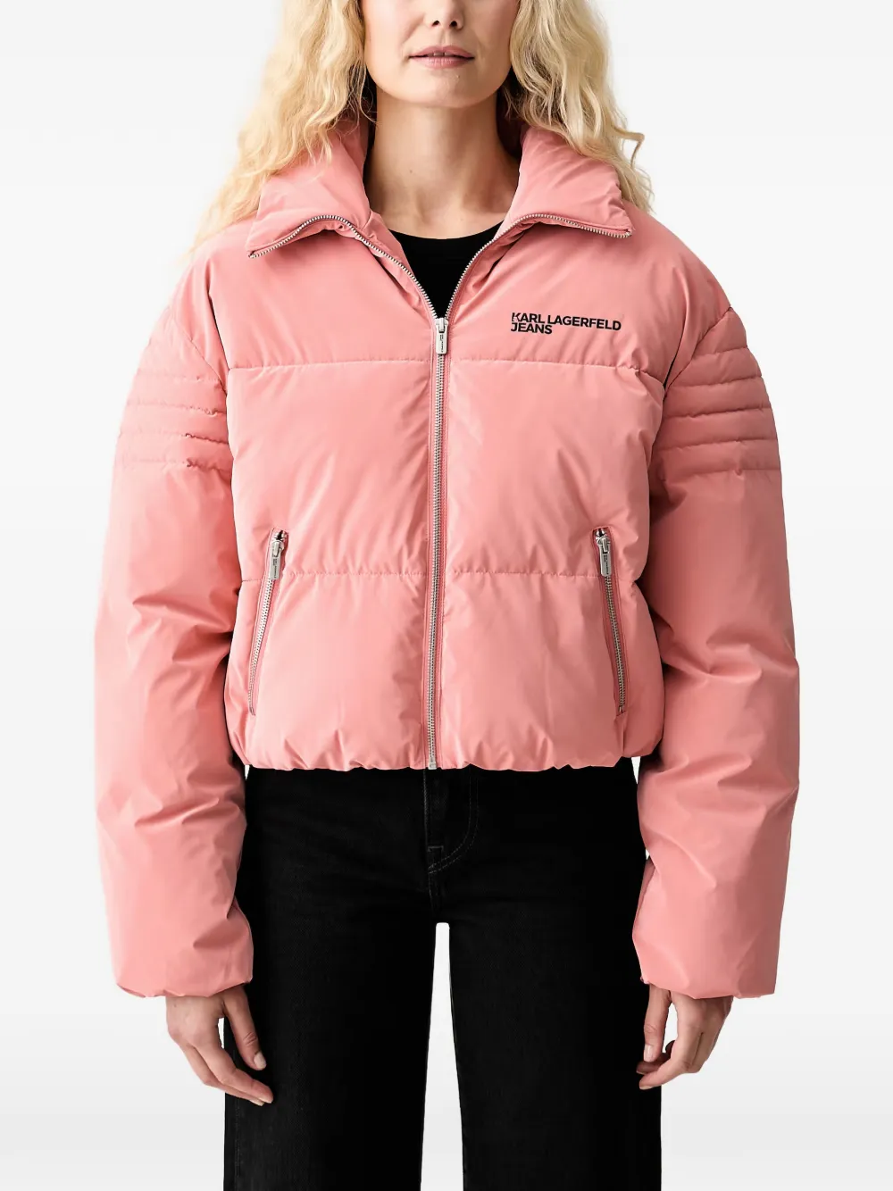 Karl Lagerfeld Jeans logo-print padded jacket - Rosa