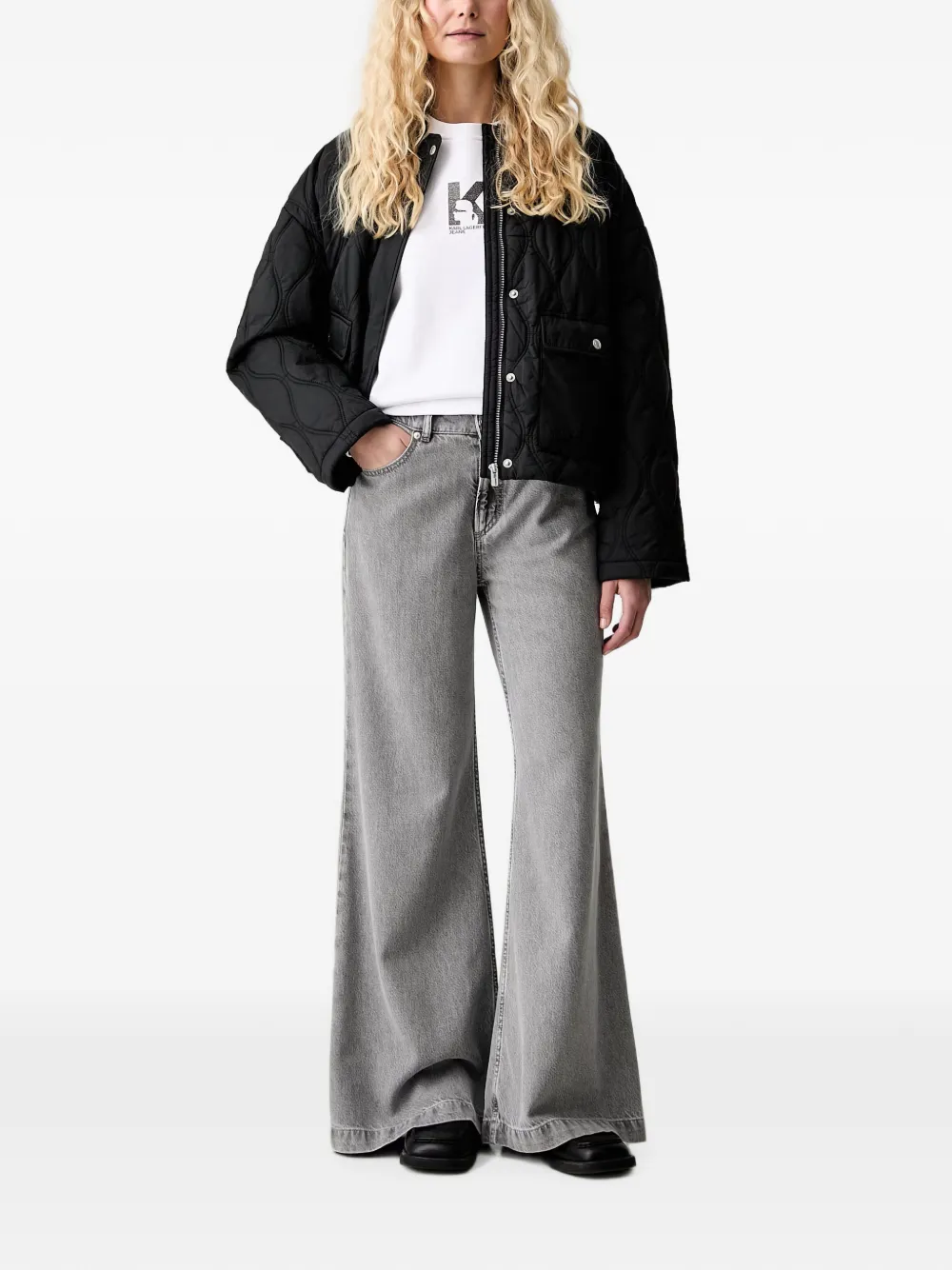 Karl Lagerfeld Jeans Gewatteerd jack met verlaagde schouders Zwart