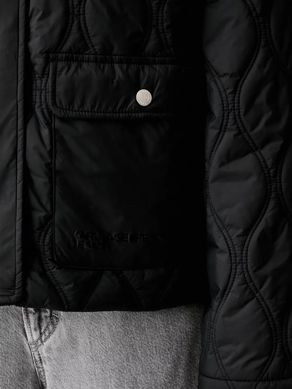 Karl Lagerfeld Jeans Gewatteerd jack met verlaagde schouders Zwart