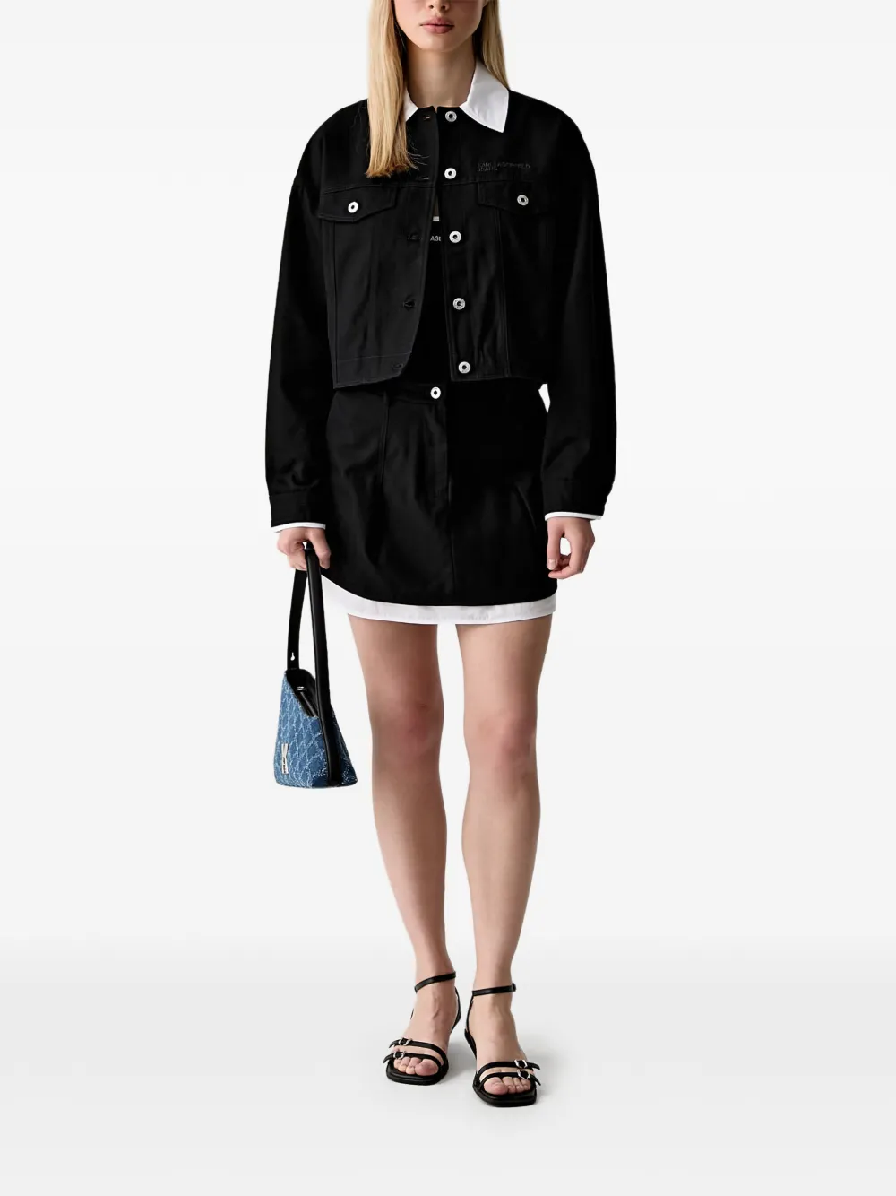 Karl Lagerfeld Jeans Gelaagde mini-rok met geborduurd logo Zwart