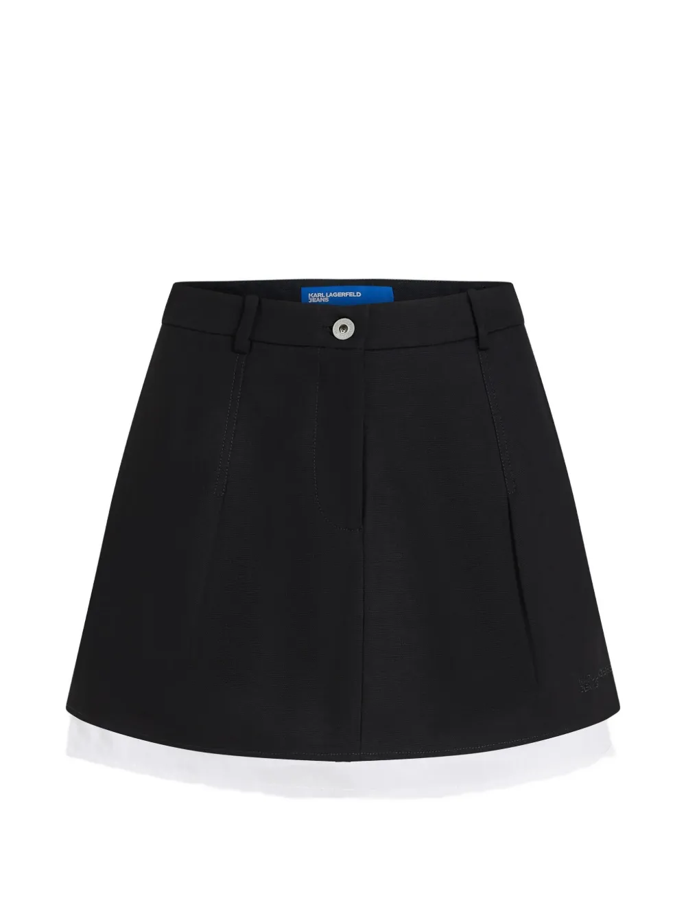 Karl Lagerfeld Jeans logo-embroidered layered mini skirt - Schwarz