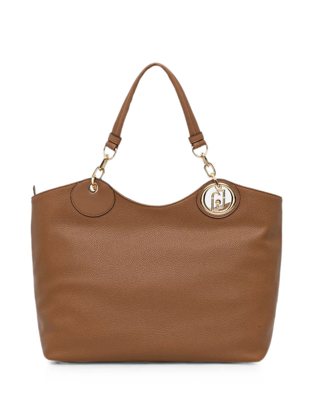 LIU JO logo-plaque pebbled-effect tote bag - Marrone